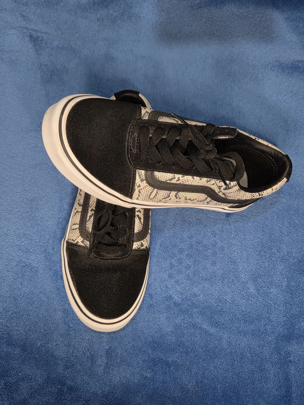 Vans Black Suede & Gray Iridescent Snake-Print Old Skool Sneakers
